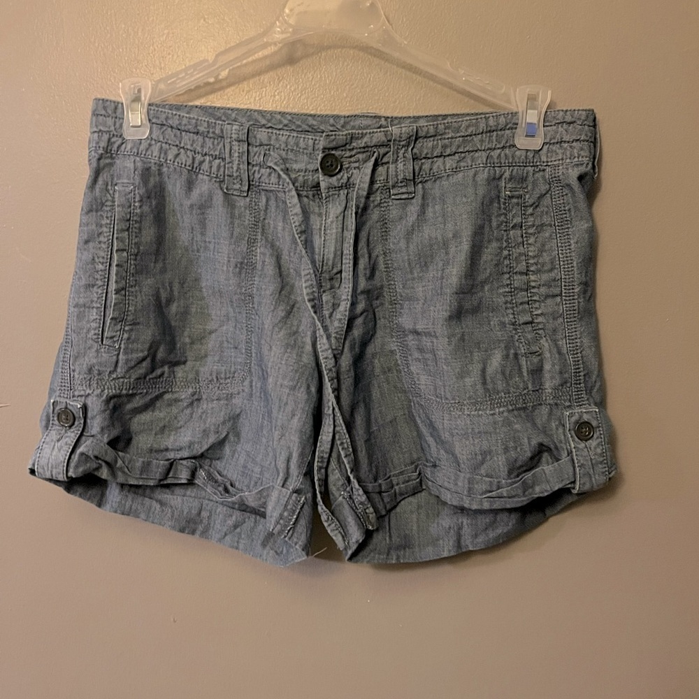 OLD Navy shorts - blue chambray 100% cotton cuffed w/drawstring waist